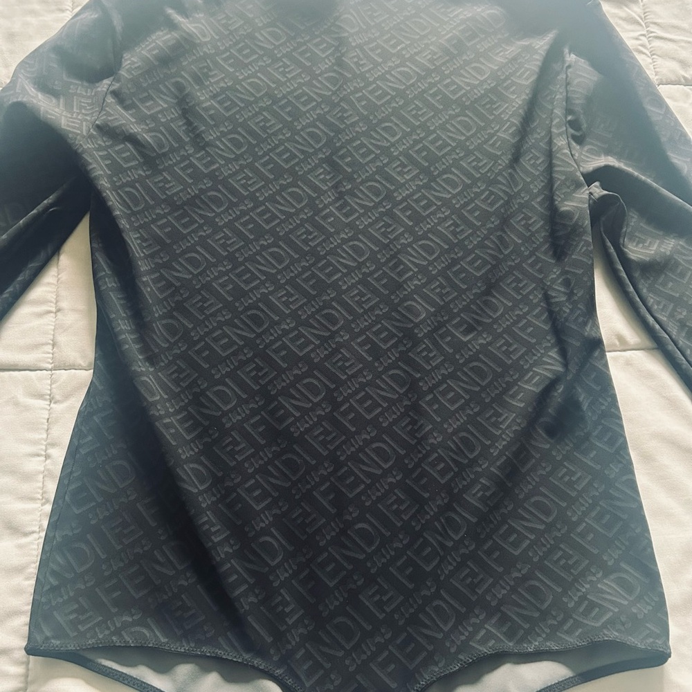 Fendi Charcoal Logo Pattern Top